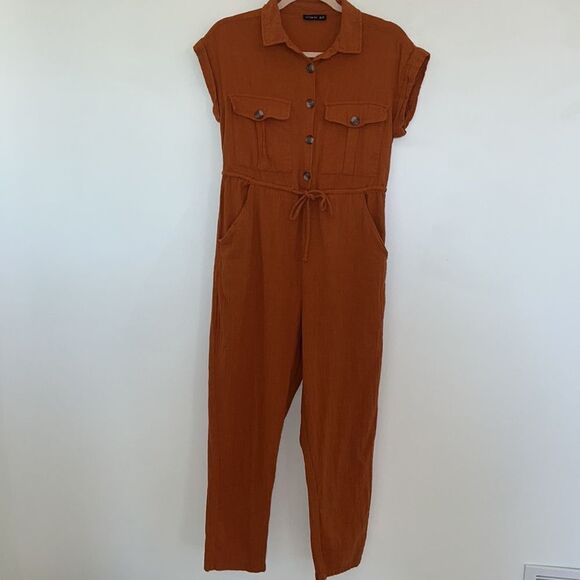 Cotton On Women’s XS rust colored cinch waist Spring Jumpsuit Pants suit - Picture 2 of 16